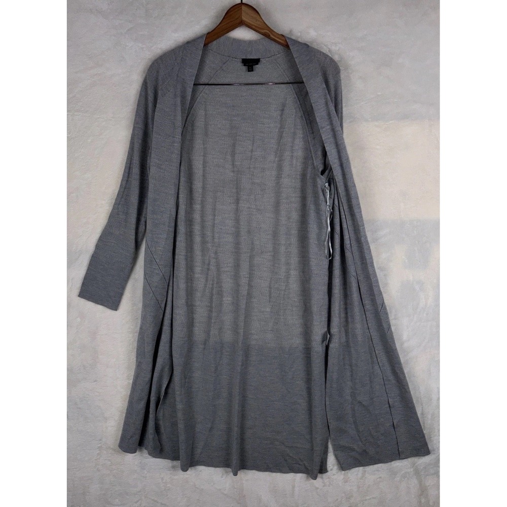 Talbots Petites Gray Pure Merino Wool Long Cardigan/Duster Sweater Large (LP) - Picture 8 of 15
